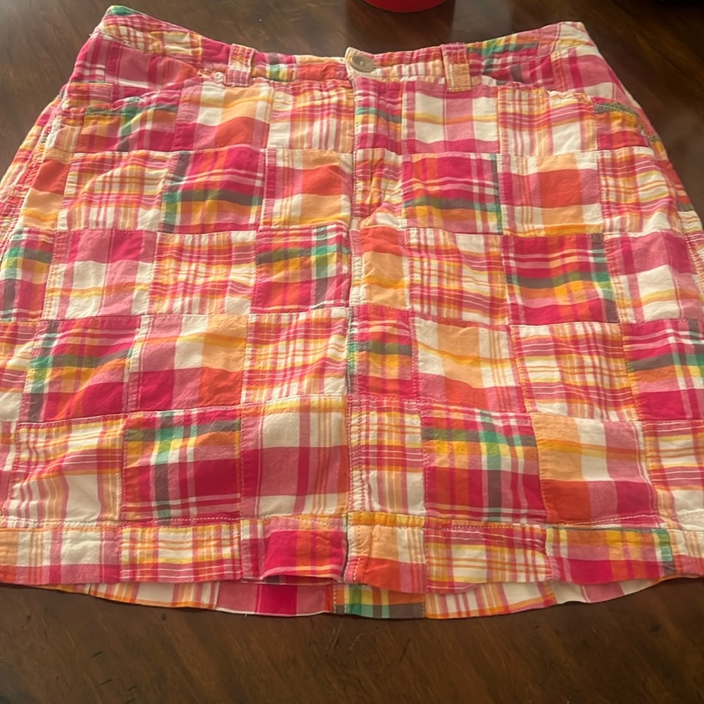 Preppy Newport Madras skirt with shorts under 16 in waist